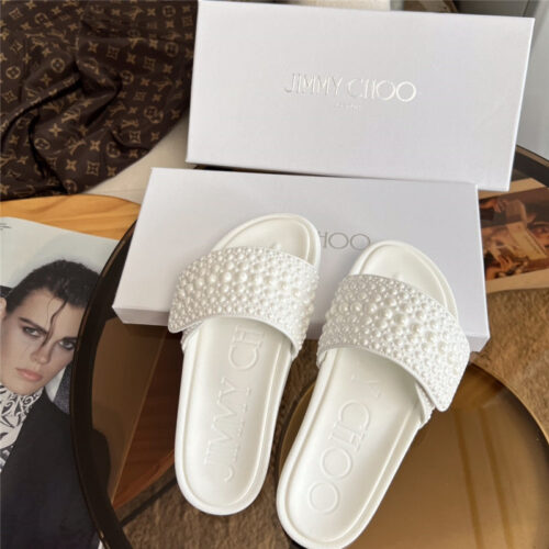 High Quality Luxury Jimmy Choo Fitz Pearl Slides – Style 02135 alternate view
