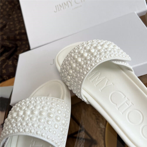 High Quality Luxury Jimmy Choo Fitz Pearl Slides – Style 02135 product detail