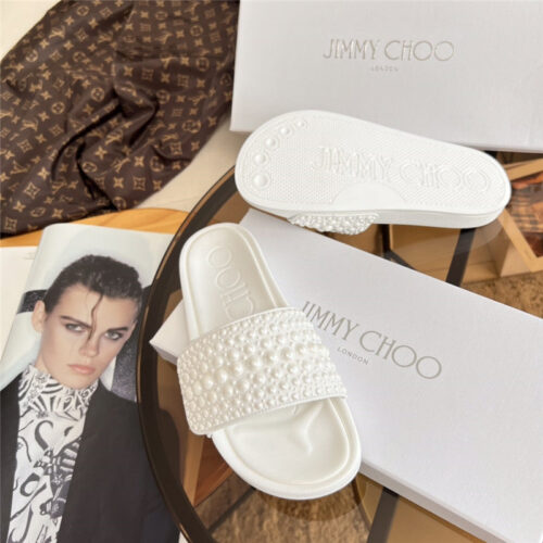 High Quality Luxury Jimmy Choo Fitz Pearl Slides – Style 02135 product detail