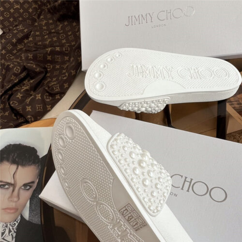 High Quality Luxury Jimmy Choo Fitz Pearl Slides – Style 02135 product detail