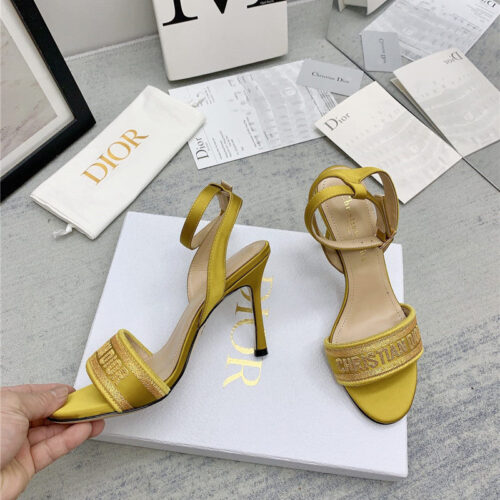 High Quality Luxury Dior Fashion Embroidered Hot Diamond High-Heeled Sandals – Style 10854 product detail