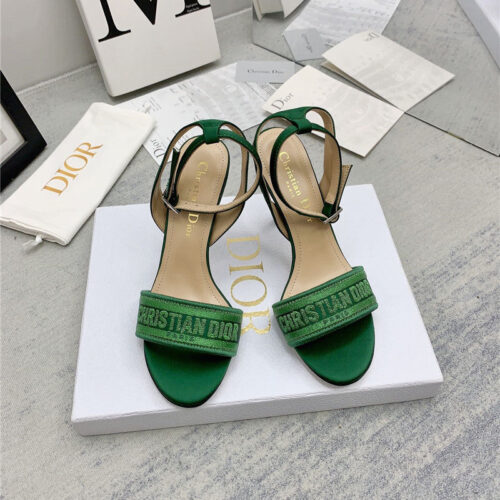 High Quality Luxury Dior Fashion Embroidered Hot Diamond High-Heeled Sandals – Style 09158 product detail