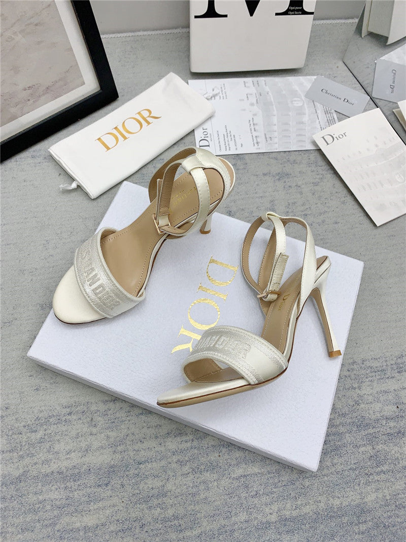 High Quality Luxury Dior Fashion Embroidered Hot Diamond High-Heeled Sandals – Style 02374 product detail