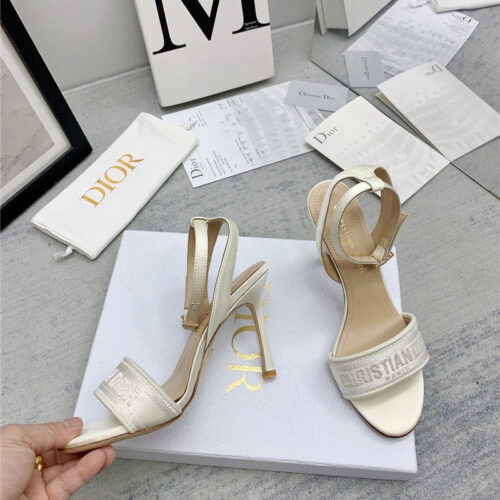 High Quality Luxury Dior Fashion Embroidered Hot Diamond High-Heeled Sandals – Style 02374 product detail