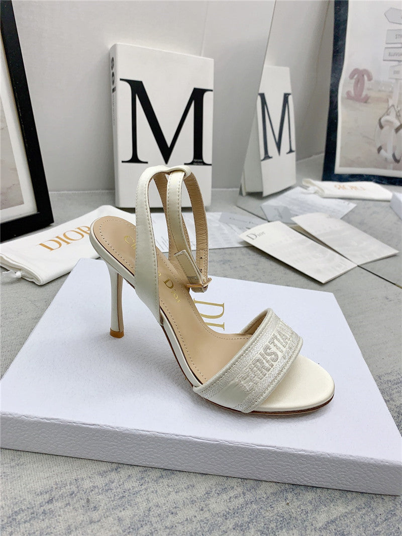 High Quality Luxury Dior Fashion Embroidered Hot Diamond High-Heeled Sandals – Style 02374 product detail
