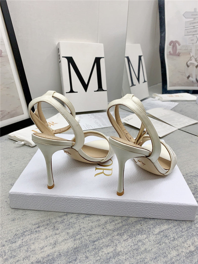 High Quality Luxury Dior Fashion Embroidered Hot Diamond High-Heeled Sandals – Style 02374 product detail