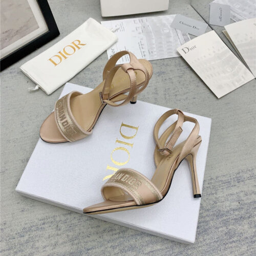 High Quality Luxury Dior Fashion Embroidered Hot Diamond High-Heeled Sandals – Style 66214 product detail