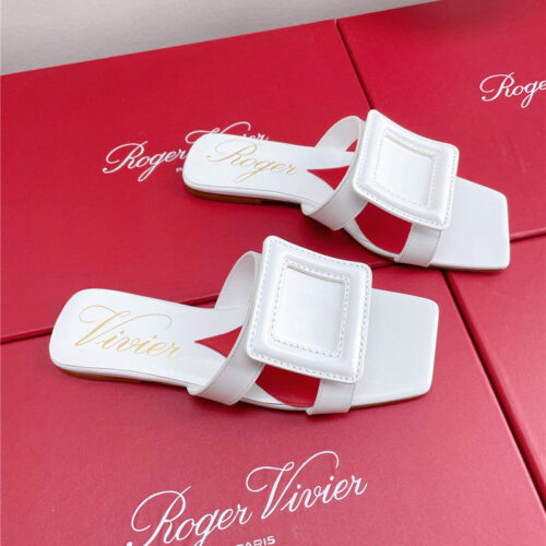 High Quality Luxury Roger Vivier Embroidered Buckle Mules – Style 27572