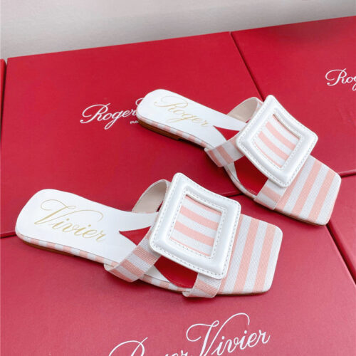High Quality Luxury Roger Vivier Embroidered Buckle Mules – Style 88020