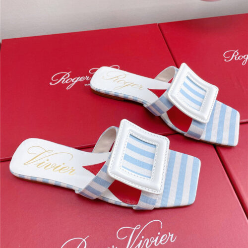 High Quality Luxury Roger Vivier Embroidered Buckle Mules