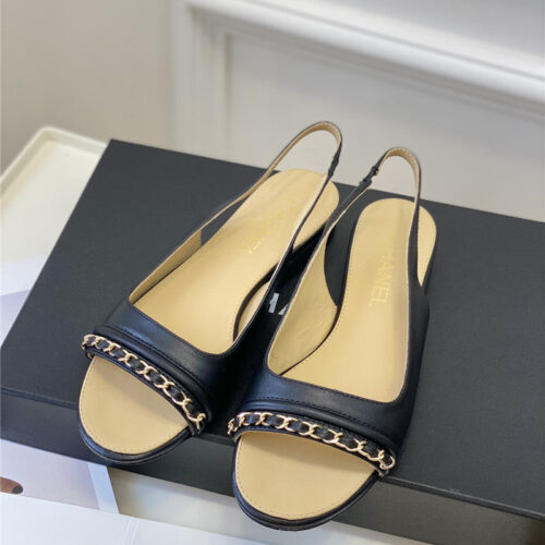 High Quality Luxury Chanel New Chain Fish Mouth Sandals – Style 27526 product detail