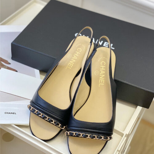 High Quality Luxury Chanel New Chain Fish Mouth Sandals – Style 27526 alternate view