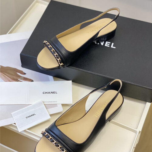 High Quality Luxury Chanel New Chain Fish Mouth Sandals – Style 27526 product detail