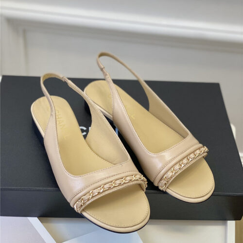 High Quality Luxury Chanel New Chain Fish Mouth Sandals