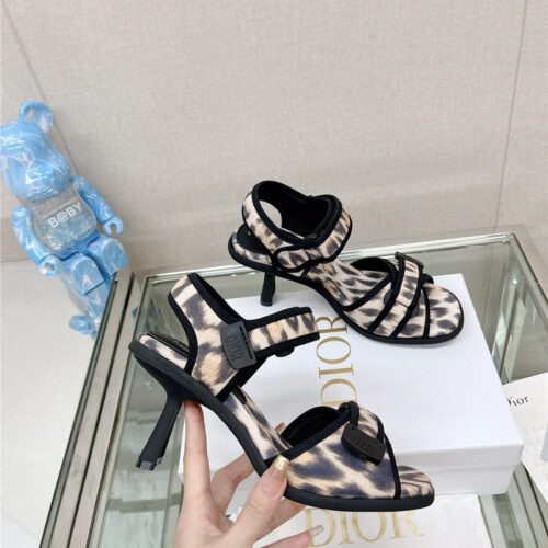 High Quality Luxury Dior Leopard Print Velcro Sandals alternate view