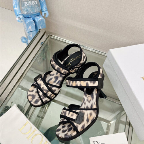 High Quality Luxury Dior Leopard Print Velcro Sandals