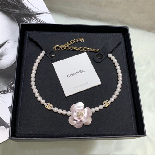 High Quality Luxury Chanel 23C Pink Camellia Choker