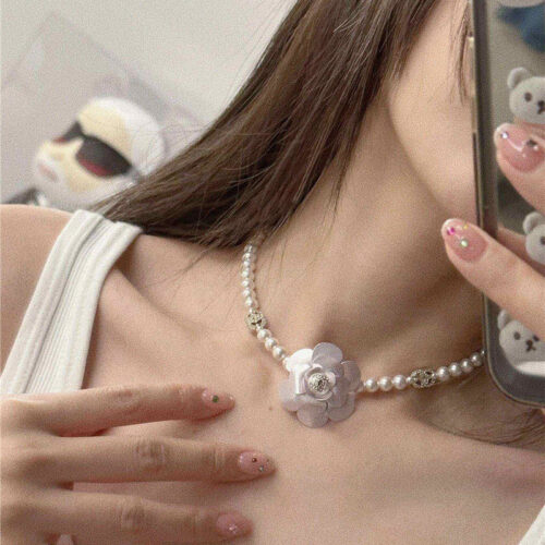 High Quality Luxury Chanel 23C Pink Camellia Choker alternate view