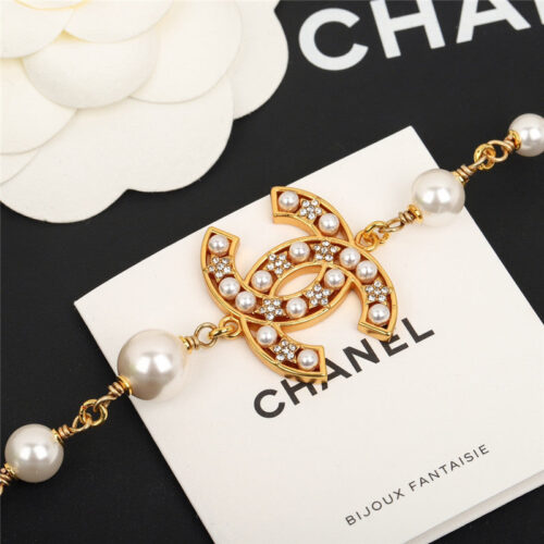 High Quality Luxury Chanel Classic Double C Pentagram Pearl Sweater Chain product detail