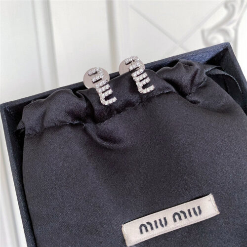 High Quality Luxury Miumiu Full Diamond Letter Earrings product detail