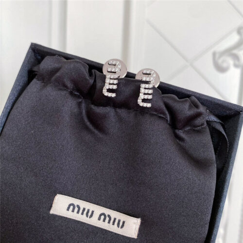 High Quality Luxury Miumiu Full Diamond Letter Earrings product detail