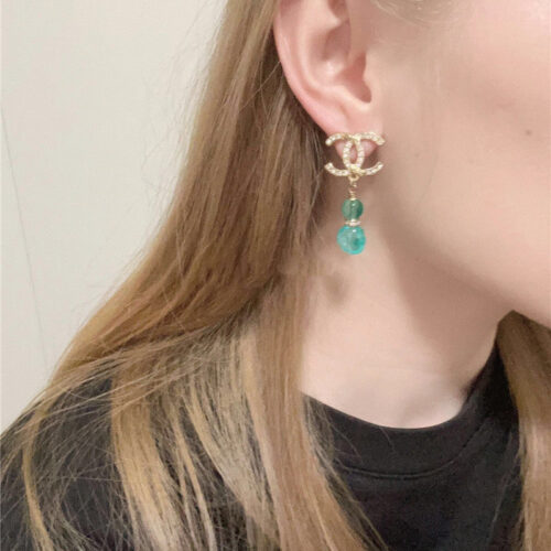 High Quality Luxury Chanel Glass Double C Earrings alternate view