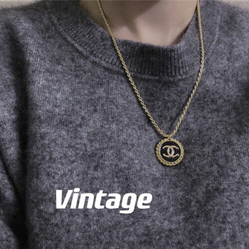 High Quality Luxury Chanel Hemp Edge Black Oil Necklace product detail