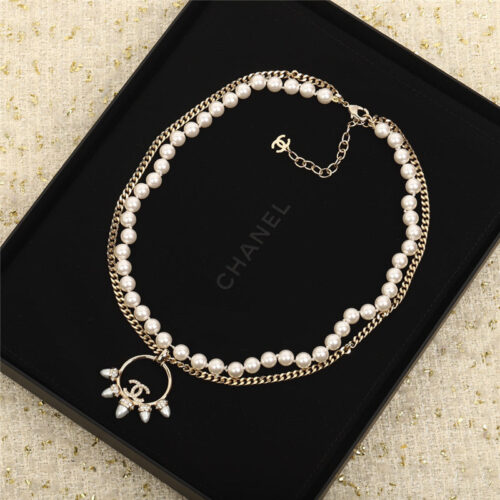 High Quality Luxury Chanel Rivet Pearl Necklace