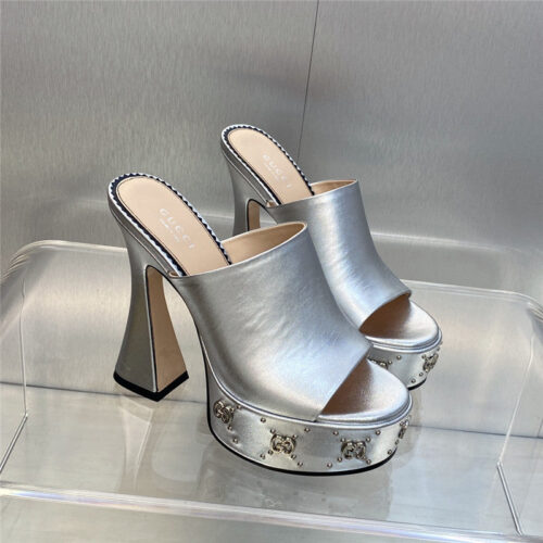 High Quality Luxury Gucci High Heel Round Toe Candy Color Womens Shoes