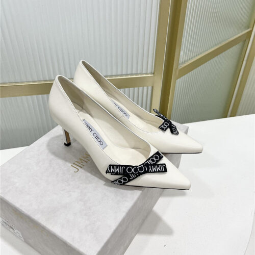 High Quality Luxury Jimmy Choo New Logo Print Webbing Square Toe Flat Shoes alternate view
