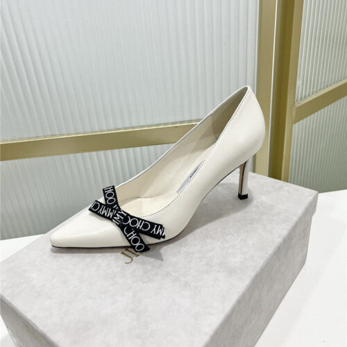High Quality Luxury Jimmy Choo New Logo Print Webbing Square Toe Flat Shoes product detail
