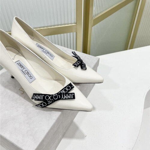 High Quality Luxury Jimmy Choo New Logo Print Webbing Square Toe Flat Shoes product detail