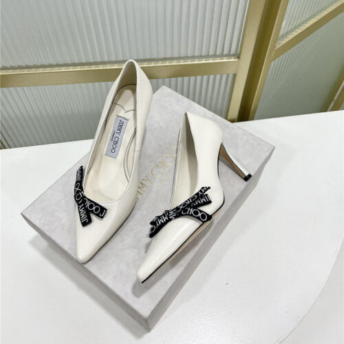 High Quality Luxury Jimmy Choo New Logo Print Webbing Square Toe Flat Shoes product detail
