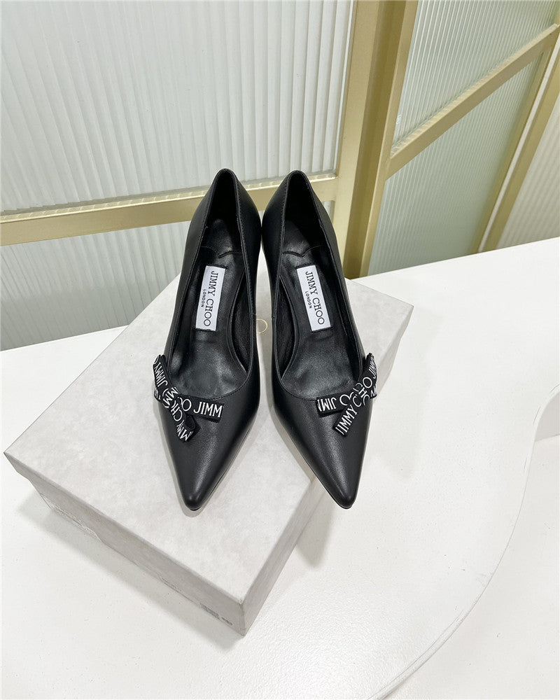 High Quality Luxury Jimmy Choo New Logo Print Webbing Square Toe Flat Shoes – Style 96247 product detail