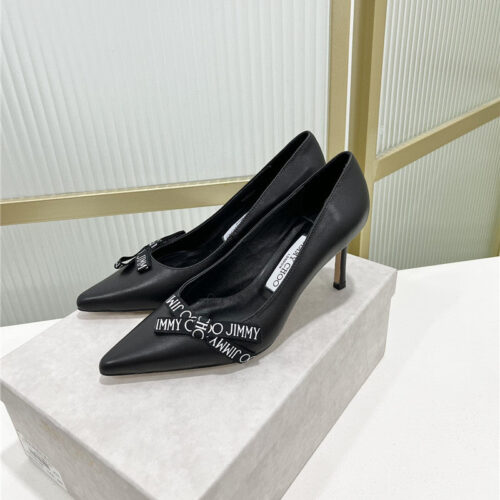 High Quality Luxury Jimmy Choo New Logo Print Webbing Square Toe Flat Shoes – Style 96247