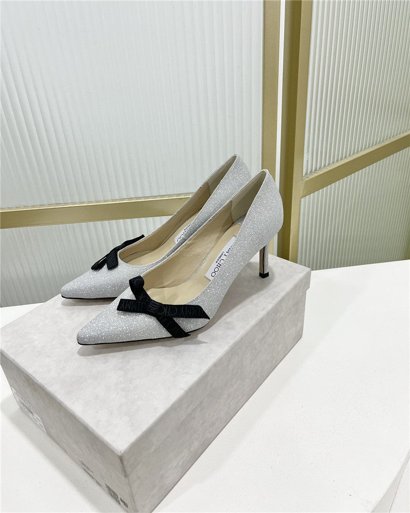 High Quality Luxury Jimmy Choo New Logo Print Webbing Square Toe Flat Shoes – Style 91159