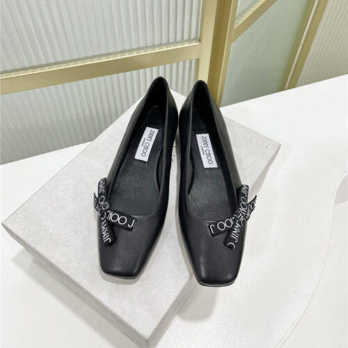 High Quality Luxury Jimmy Choo New Logo Print Webbing Square Toe Flat Shoes – Style 51607 product detail