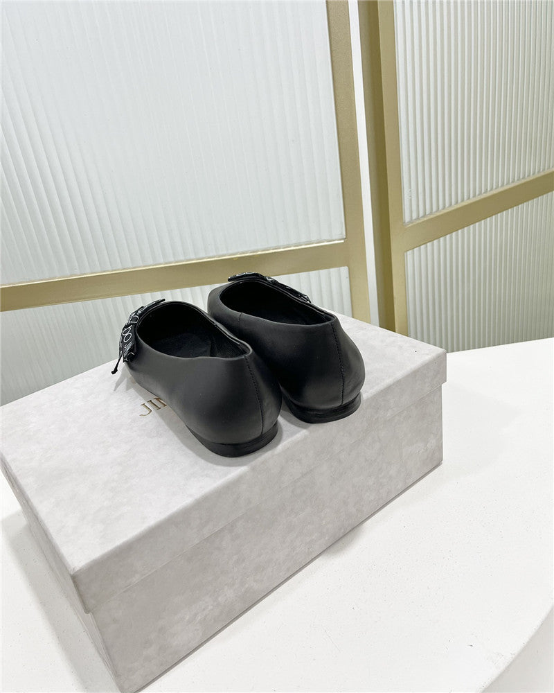 High Quality Luxury Jimmy Choo New Logo Print Webbing Square Toe Flat Shoes – Style 51607 product detail