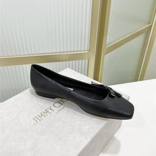 High Quality Luxury Jimmy Choo New Logo Print Webbing Square Toe Flat Shoes – Style 51607 product detail