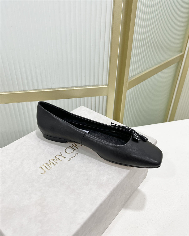 High Quality Luxury Jimmy Choo New Logo Print Webbing Square Toe Flat Shoes – Style 51607 product detail