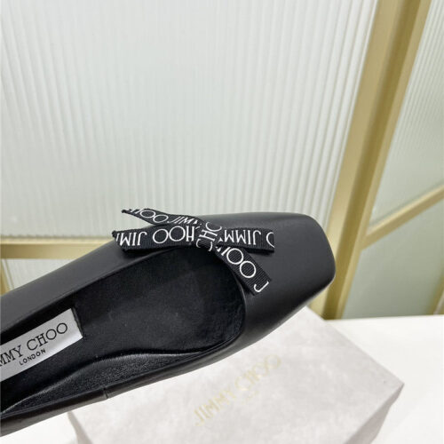 High Quality Luxury Jimmy Choo New Logo Print Webbing Square Toe Flat Shoes – Style 51607 product detail
