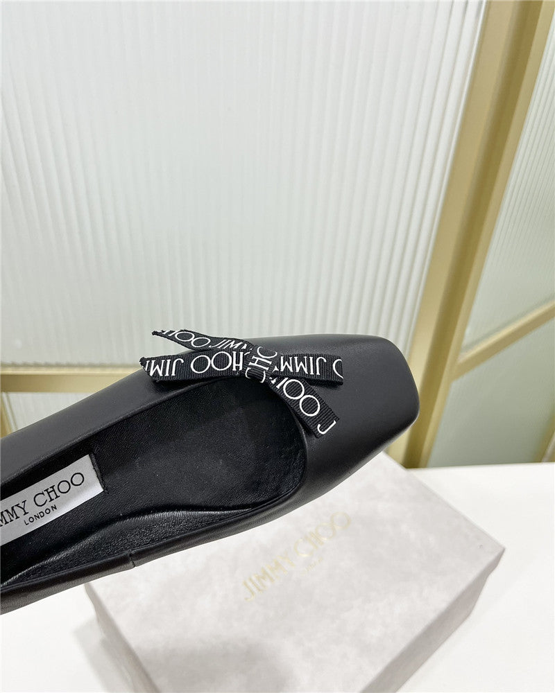 High Quality Luxury Jimmy Choo New Logo Print Webbing Square Toe Flat Shoes – Style 51607 product detail