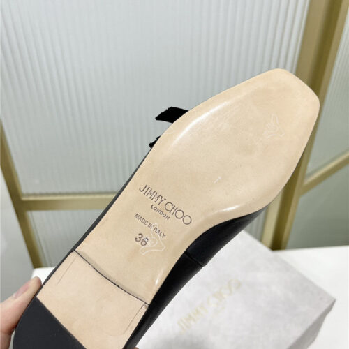 High Quality Luxury Jimmy Choo New Logo Print Webbing Square Toe Flat Shoes – Style 51607 product detail