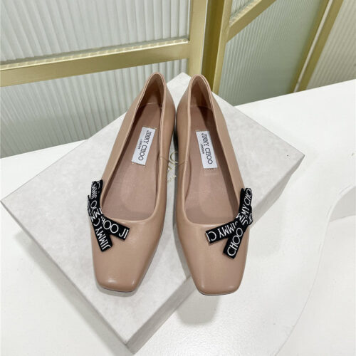 High Quality Luxury Jimmy Choo New Logo Print Webbing Square Toe Flat Shoes – Style 13751 product detail