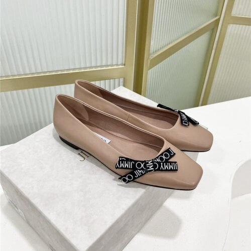 High Quality Luxury Jimmy Choo New Logo Print Webbing Square Toe Flat Shoes – Style 13751 alternate view