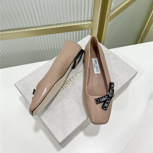 High Quality Luxury Jimmy Choo New Logo Print Webbing Square Toe Flat Shoes – Style 13751 product detail