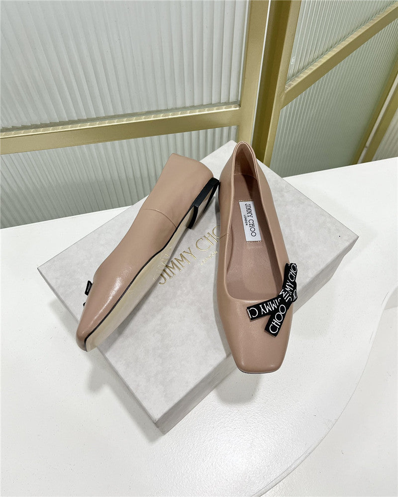 High Quality Luxury Jimmy Choo New Logo Print Webbing Square Toe Flat Shoes – Style 13751 product detail