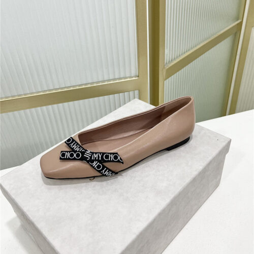 High Quality Luxury Jimmy Choo New Logo Print Webbing Square Toe Flat Shoes – Style 13751 product detail
