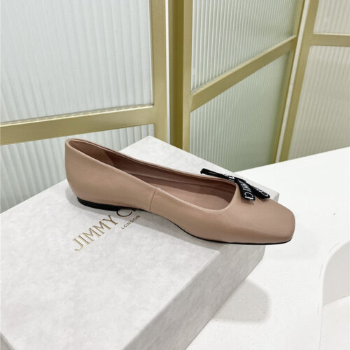 High Quality Luxury Jimmy Choo New Logo Print Webbing Square Toe Flat Shoes – Style 13751 product detail