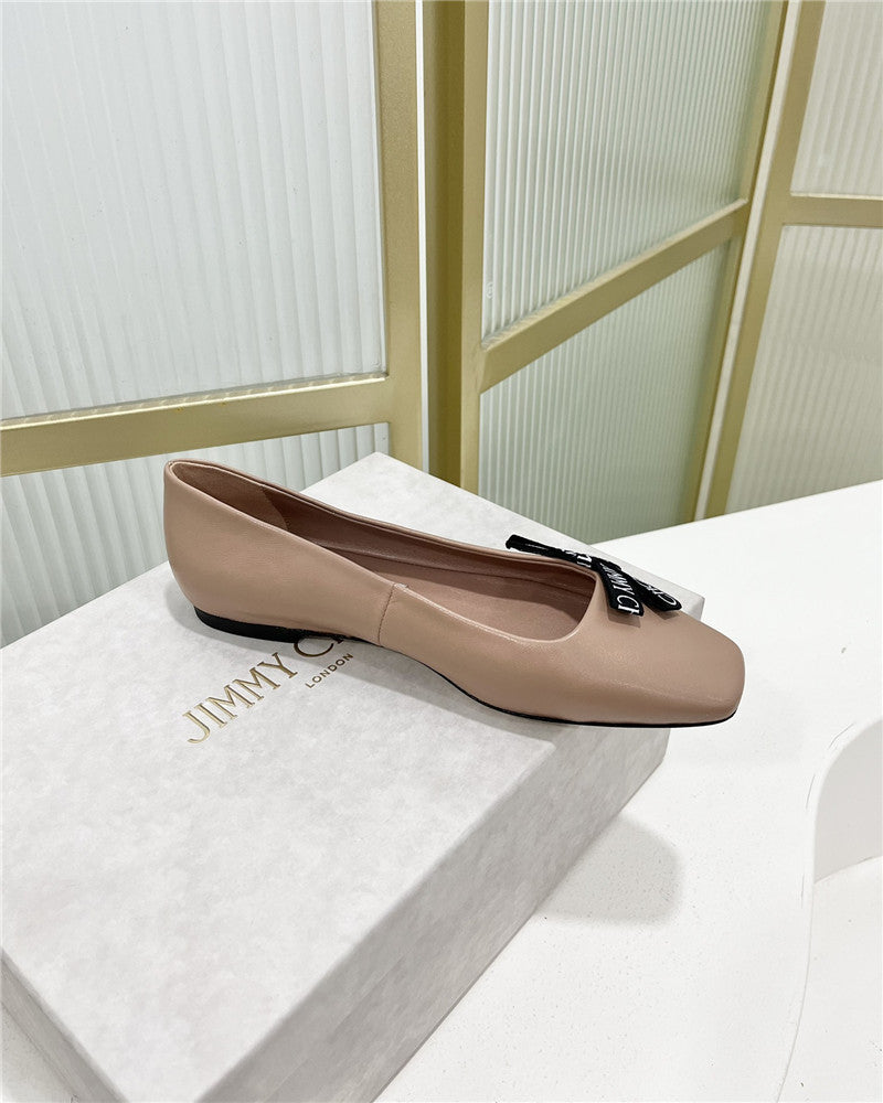 High Quality Luxury Jimmy Choo New Logo Print Webbing Square Toe Flat Shoes – Style 13751 product detail